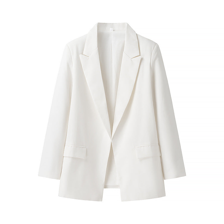 Fashionable buttonless collar linen suit jacket